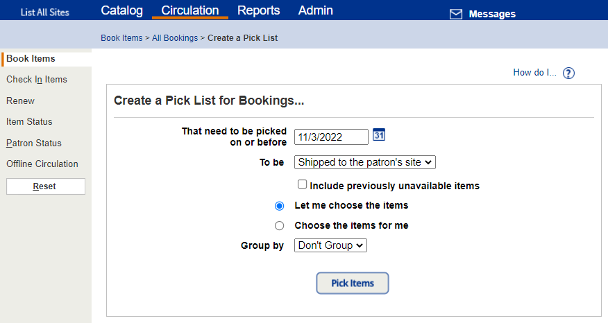 Create a Pick List page.